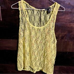 NEON Yellow Lace Sequin Tank Top size small